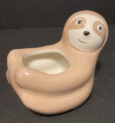 Mini Ceramic Animal Planter Pot Sloth Turtle Elephant Fox Great Gift Set Of 4 - Picture 4 of 8
