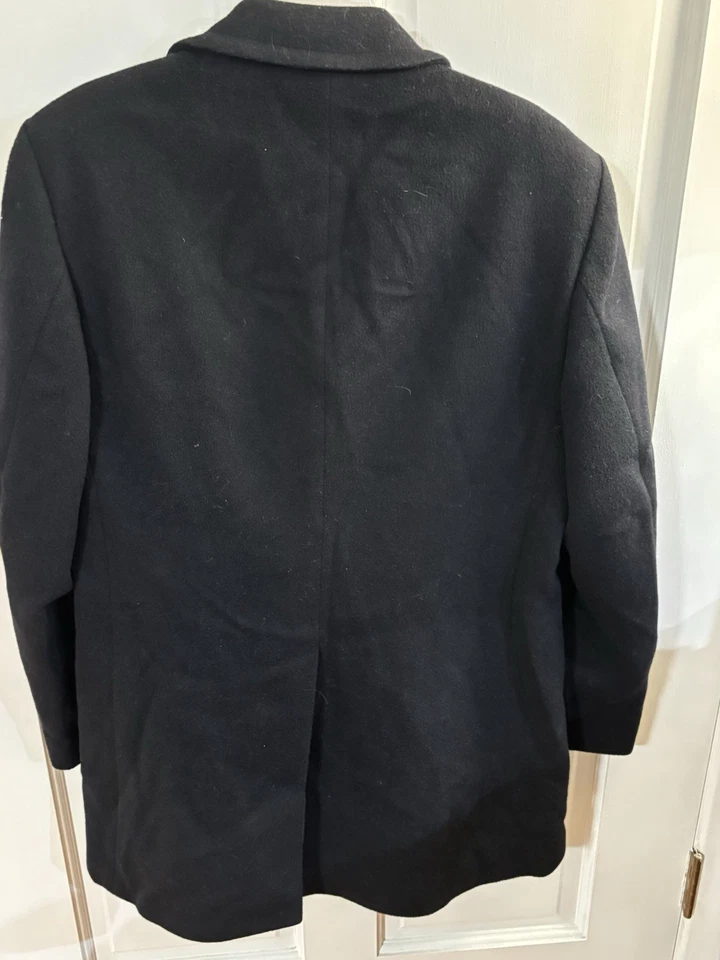 Abrigo Saks Fifth Avenue Azul Marino Doble Pecho Guisante Lana/Cachemira Inglaterra S43 Foto 2 de 4