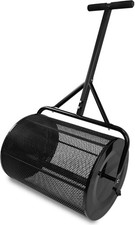 Compost Spreader 81L Lawn Spreader Peat Moss Topsoil Roller with T Shape Handle