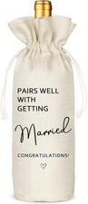 Wedding Wine Bag, Linen Wine Gift Bag, Wedding Couples Gifts, Bride and Groom Gi