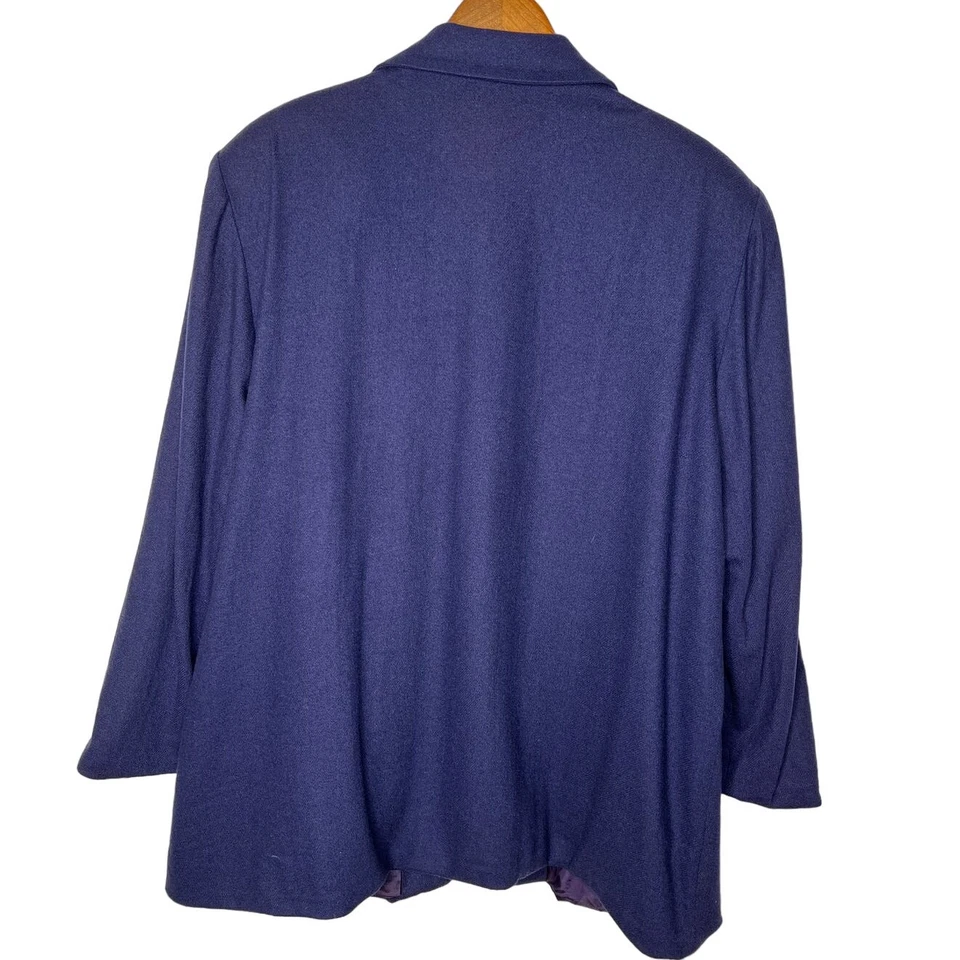 Blazer Chaqueta Abrigo Púrpura Azul Marino Talla Grande LANA 22W De Colección Años 80  Foto 2 de 4