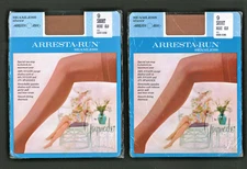 2 PAIRS Gaymode Arresta-Run Mesh Nylon Stockings Beige Sz 9 Short JCPenneys 1960