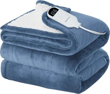 Fast Heating Electric Blanket Twin - Soft Flannel Heated with Time & Settings