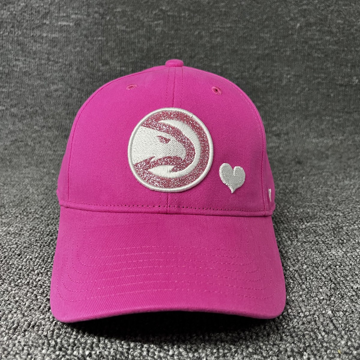 Atlanta Hawks '47 Brand Pink Heart Glitter Logo Clean Up Adjustable Hat Cap