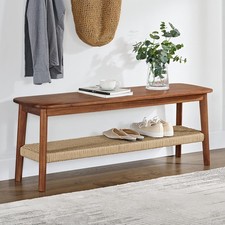 Bench with Storage Shelf - Calais Collection 48-Inch Entryway Bench - Solid A...