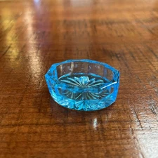 Vintage Aqua Blue Glass Open Salt Cellar