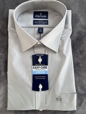 Stafford Travel Easy-Care Stretch Regular Fit Rockefeller Grey 17 36-37