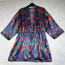 Vintage Victoria  s Secret Robe Kimono M/L Multicolor Gold Label Colorful Floral