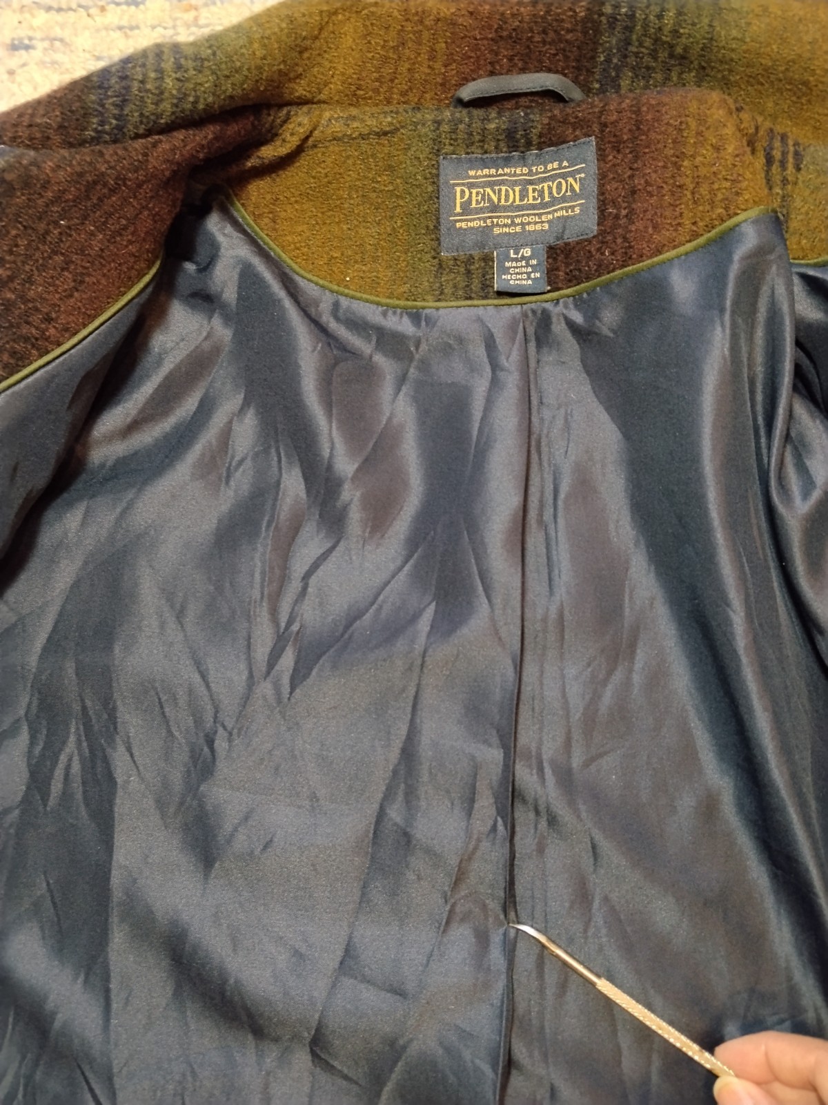 pendleton wool blend Topper Coat Large Olive Gree… - image 11