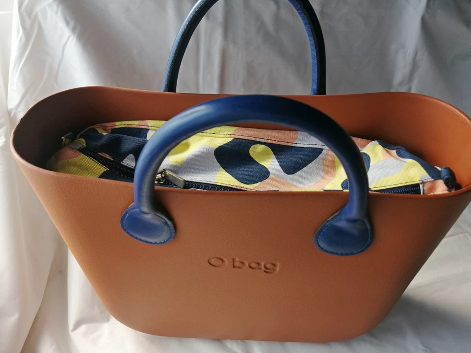 O bag Borsa Nuova Originale O bag - Col. Biscotto Int. Pennello Manici Blu - Immagine 3 di 4