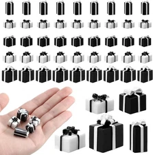 Bucherry 50 Pcs Christmas Miniature Resin Gift Boxes Black and White 