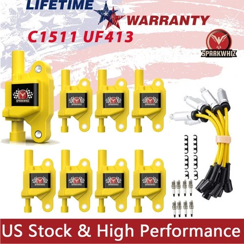 8Pack Ignition Coil and Spark Plug Wire For GMC Chevy Silverado 1500 Tahoe 5.3L