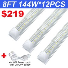 12 PACK LED Shop Light 8FT 144W 18000LM 6500K T8 Bulbs Integrated Fixture