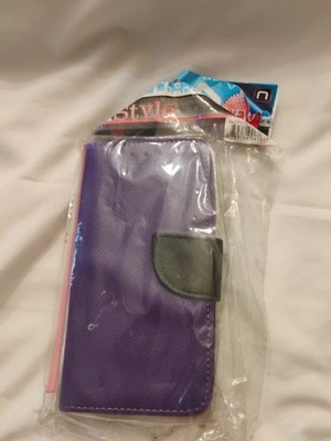 Purple Wallet Protective Case For HTC 510 Manginic Closure And Hand Strap 