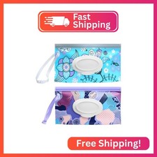 Baby Wipes Dispenser, 2 Pcs Travel Baby Wipe Holder, Refillable Baby Wet Wipe Po