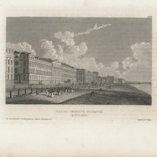 Inglaterra Sunderland Grand Terrace vista histórica grabado en acero mediados del siglo XIX