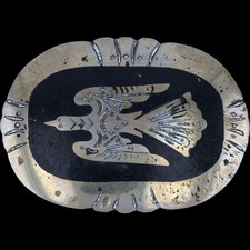 Peyote Bird N Silver Thunderbird Duck Handmade Hunter Vtg Belt Buckle