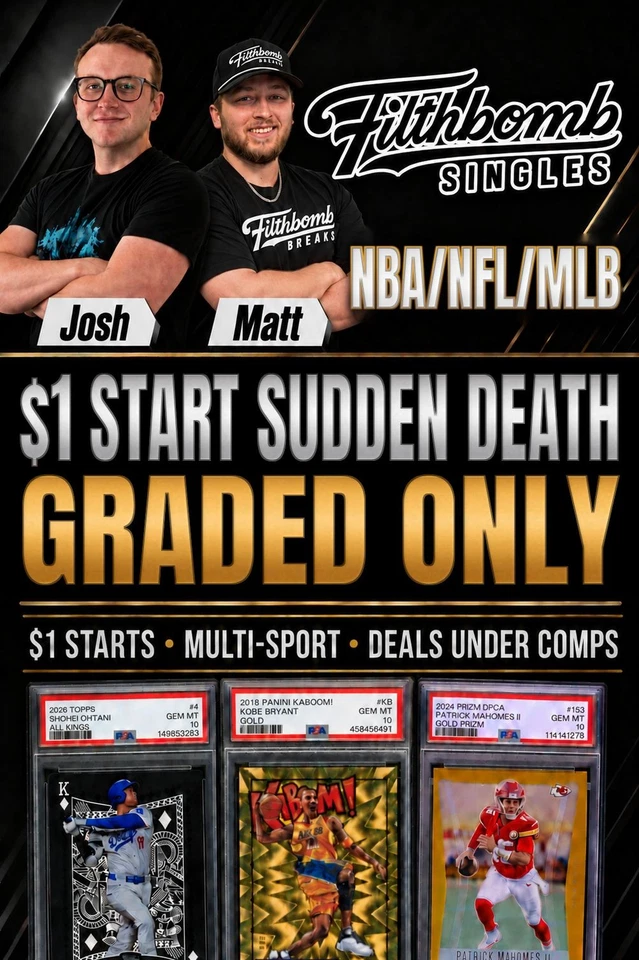SUDDEN DEATH: ALL $1 STARTS | Graded ONLY | 50+ Giveaways