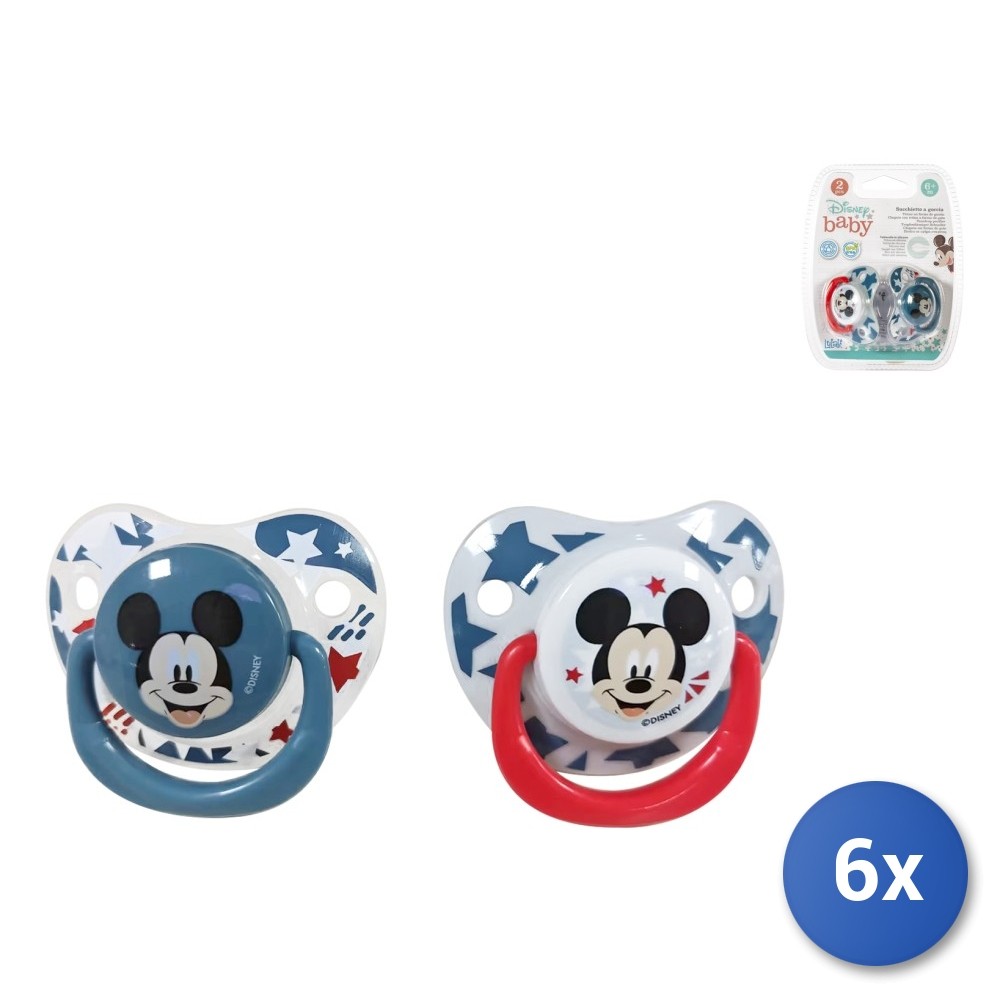 6X Lulabi Pack Of 2 Pacifiers With Drop Shape Nipple Mickey Icon Disney