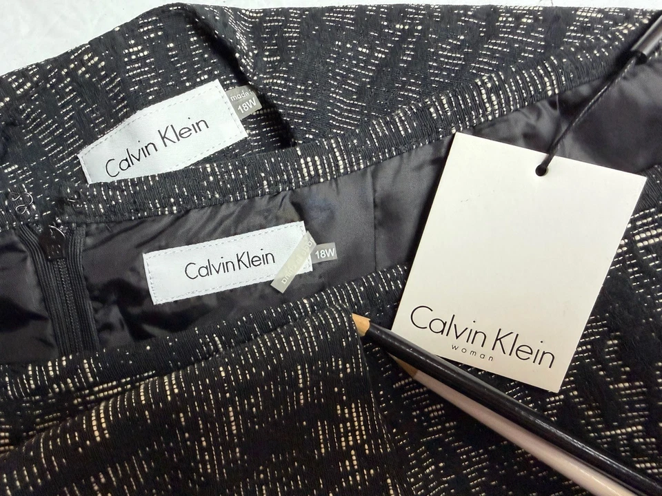 NUEVO $320 Calvin Klein Falda Traje Talla 18W Conjunto de Dos Piezas Bolsillos Mezcla Algodón NUEVO Foto 2 de 4