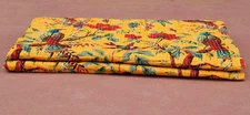 Indian white handmade kantha quilt  blanket throw bedspread cotton bedding