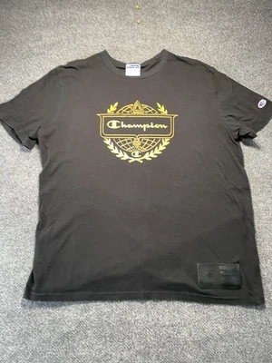 Camisa Champion Para Hombres XL Negra Gráfica Cresta Globo Laurel Logo Ropa de Calle Camiseta - Imagen 1 de 4