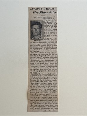 Bob Lennon Minneapolis Millers 1955 Sporting News Baseball 2X8 Panel