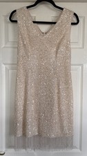 Apart Glamour Cream Sequin Beaded Flapper 1920's style dress UK10 Great Gatsby