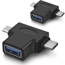 2 in 1 OTG Converter USB 3.0 to Micro USB and Type C Adapter Female to Male and