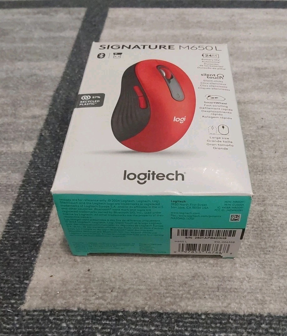 Mouse inalámbrico Logitech Signature M650 L de tamaño completo para manos grandes, color rojo, NUEVO L***, imagen 5