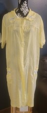 Vtg Katz Robe Housedress Duster Robe Short Sleeves Button Down Pockets Sheer
