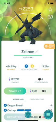 Zekrom Lv20 (2020) Guaranteed Lucky ! Registered or Unregistered 30 Days ! Go