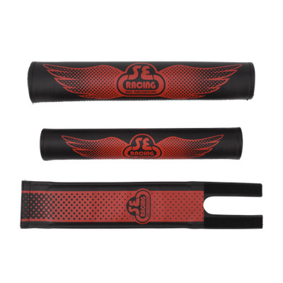 SE Racing Wing 3 Piece vinyl BMX Bicycle Padset - RED on BLACK