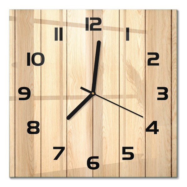 Glasuhr Glas-Wanduhr Mit Leisem Uhrwerk Holzhintergrund Schwarze Zeiger 30X30 Cm-image