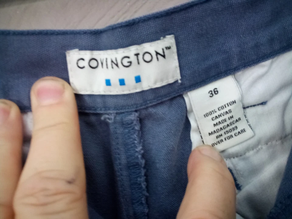 Pantalones Cortos Carga Covington De Colección Para Hombre 36 100% Algodón 6 Bolsillos Metal Cremallera Azul Foto 3 de 4