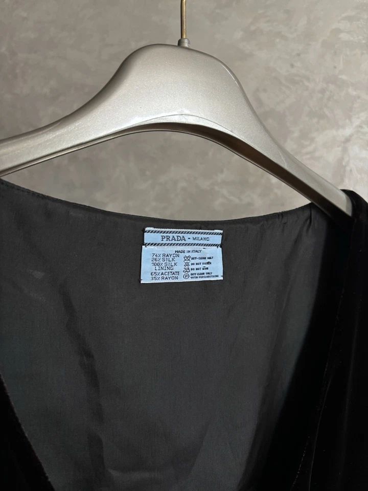 Blusa de terciopelo Prada Archive FW 1993 malla manga larga talla IT 42 hecha en ITALIA Foto 4 de 4