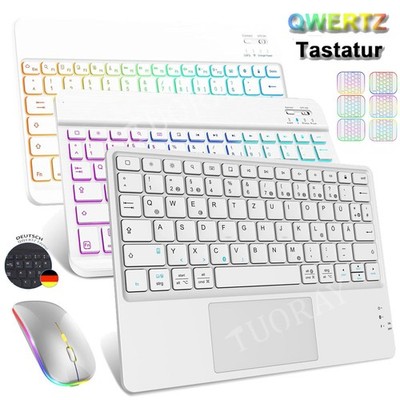 Beleuchtete Tastatur Maus für Lenovo Tab P12 P10 P11 Pro M11 M10 Plus E10 QWERTZ