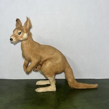 Momma Kangaroo And Joey Real Fur Vintage Animal Display
