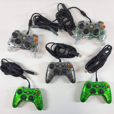 Lot of 5 Power-A/Afterglow Xbox 360 Wired Controllers