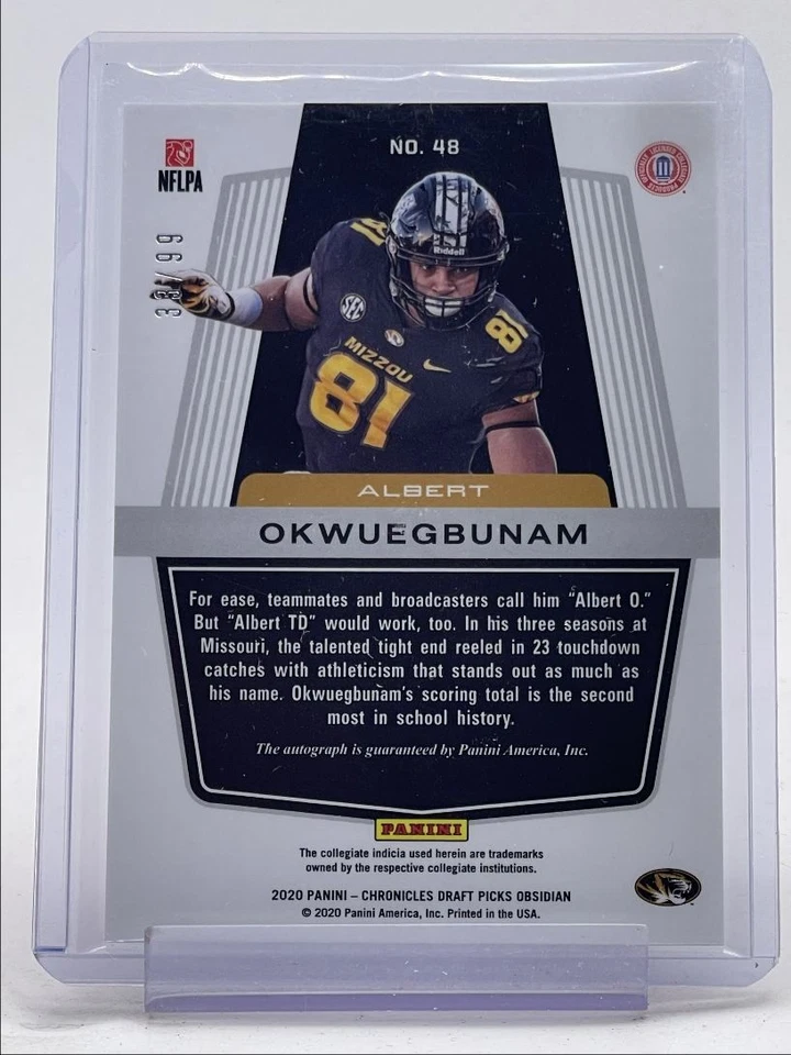 ALBERT OKWUEGBUNAM 2020 OBSIDIAN ROOKIE AUTOGRAPH #48 RC AUTO /99 Q5352 - Image 2 of 2
