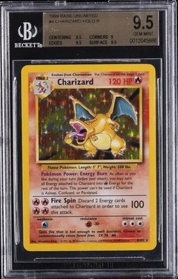 1999 POKEMON BASE UNLIMITED HOLO #4 CHARIZARD BGS 9.5
