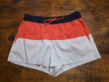 Athleta Oahu Colorblock Shorts Blue Red Coral White Size 12 Board Swim Beach