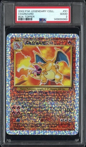 2002 POKEMON LEGEND COLL BOX TOPPER #S1 CHARIZARD PSA 2