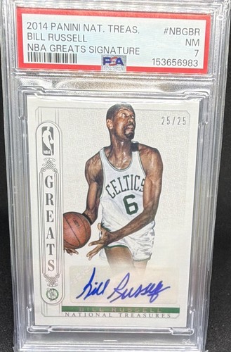 Panini 2014 National Treasures Bill Russell NBA Greats Auto NBG-BR PSA 7