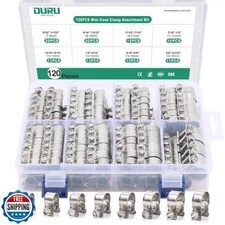 OURU 120PCS Fuel Line Clamp Assortment Kit 304 Stainless Steel,8 Sizes Adjust