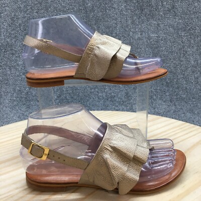 seismarías Sandal Womens 35 Slingback Brown Toe-Post Casual Buckle Strap Ruffled