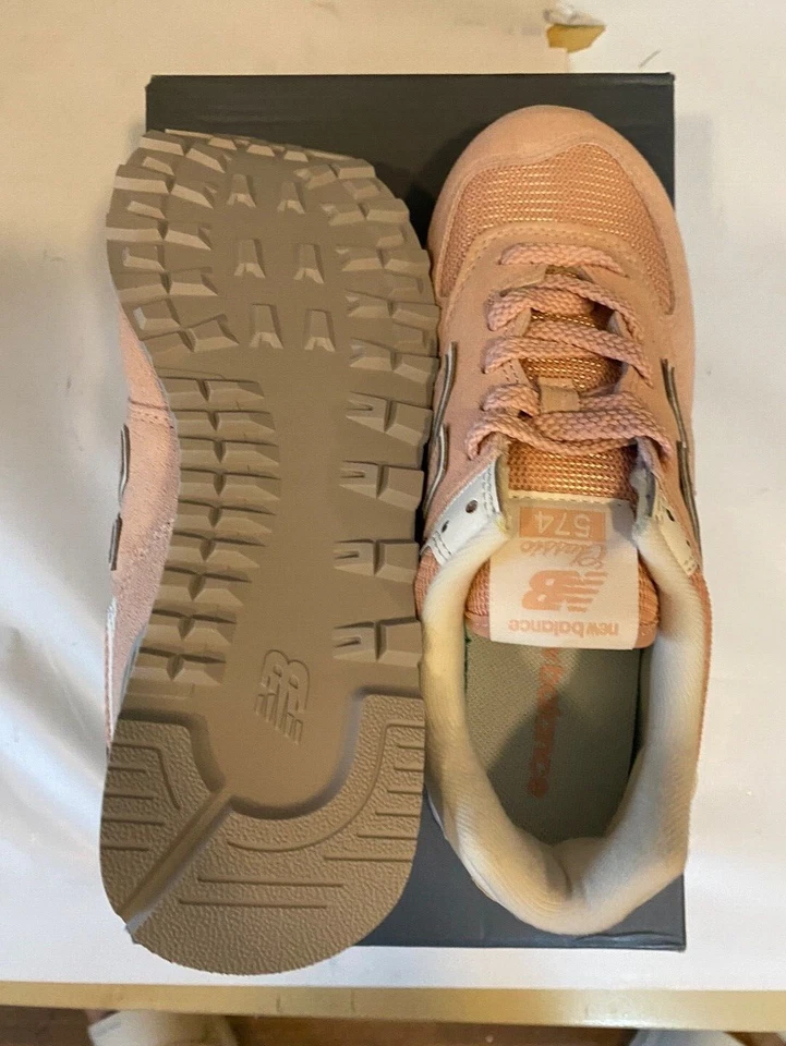 New Balance 574 经典女式休闲运动鞋 (B) [美国:6.5] 粉红色全新带标签 WL574WED — 第 4/4 张图片