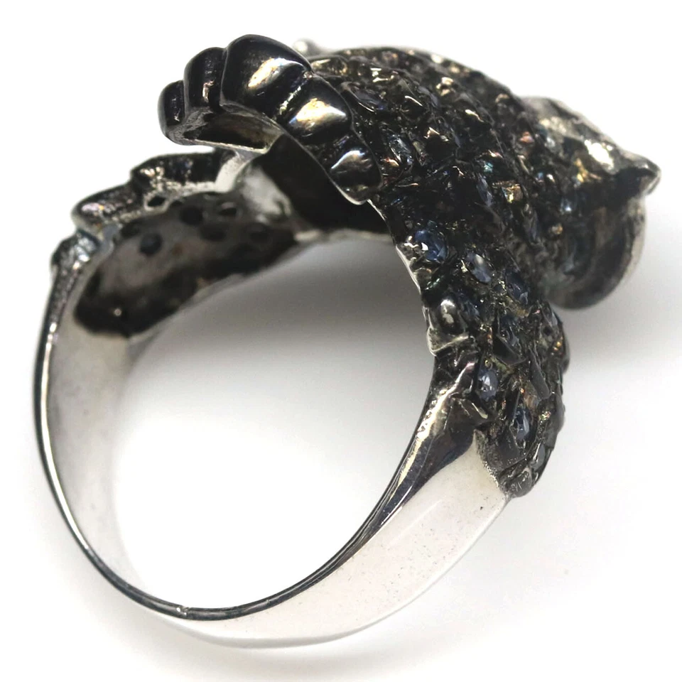 Anillo Joyería Búho Zafiro Azul y Naranja Piedras Preciosas Plata 925 Talla 7.5 Foto 3 de 4