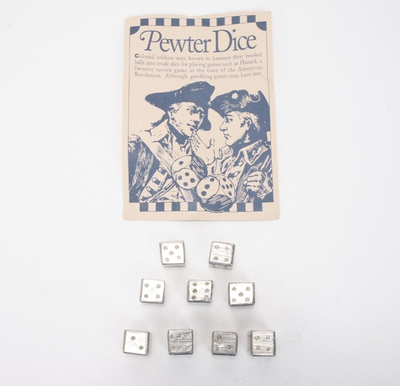 Vintage 1996 Pewter Dice 9, Game Pieces Made by Cooperman Fife 