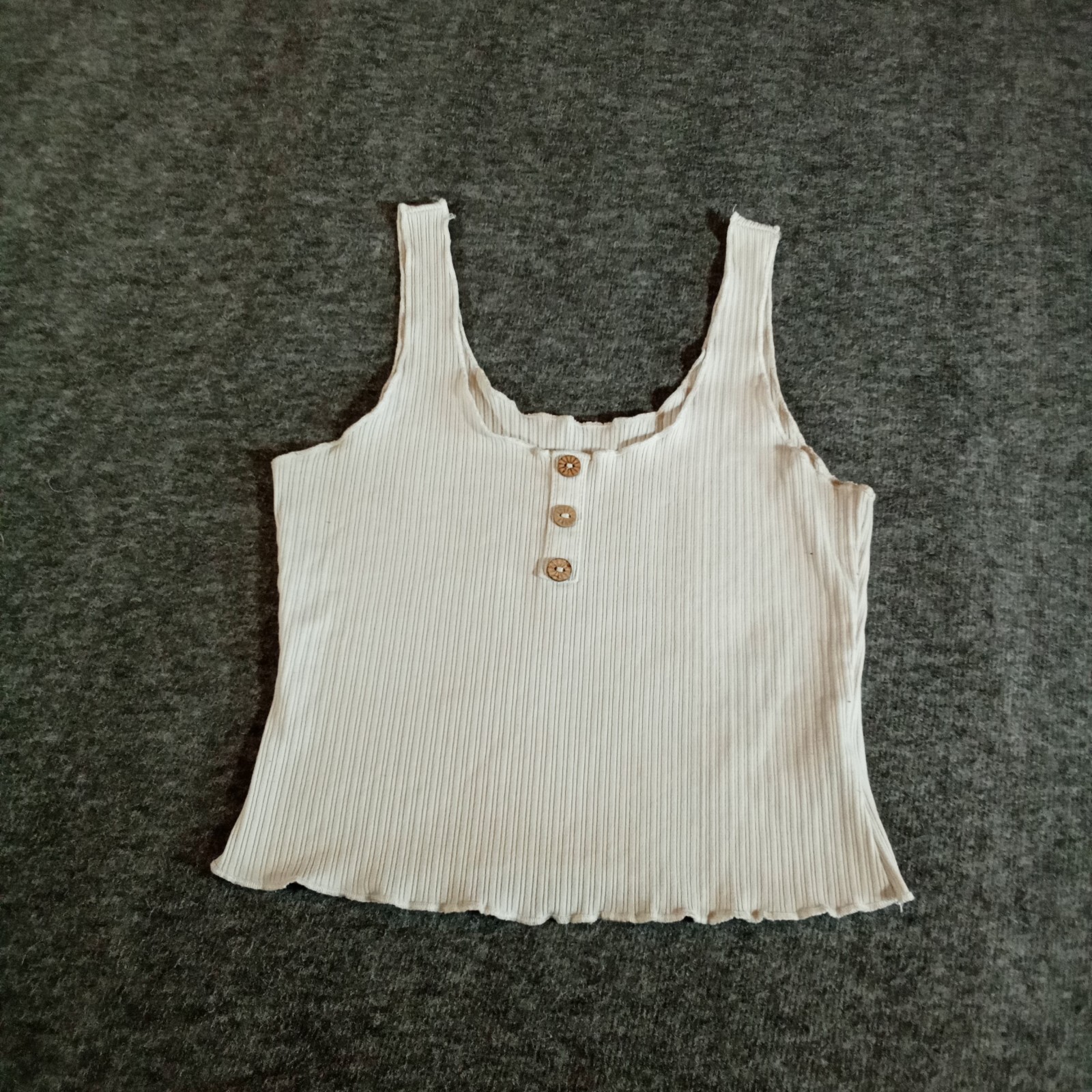 Shein Crop Top Womens Extra Small Tan Ribbed Cropped Everyday Basic Y2K Preppy-image